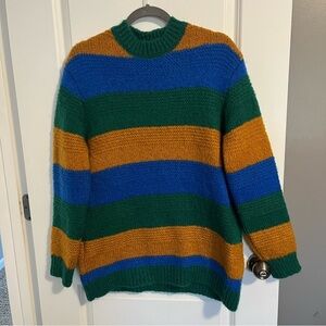 Zara Men’s color block multicolored alpaca wool blend crew neck sweater sz M.